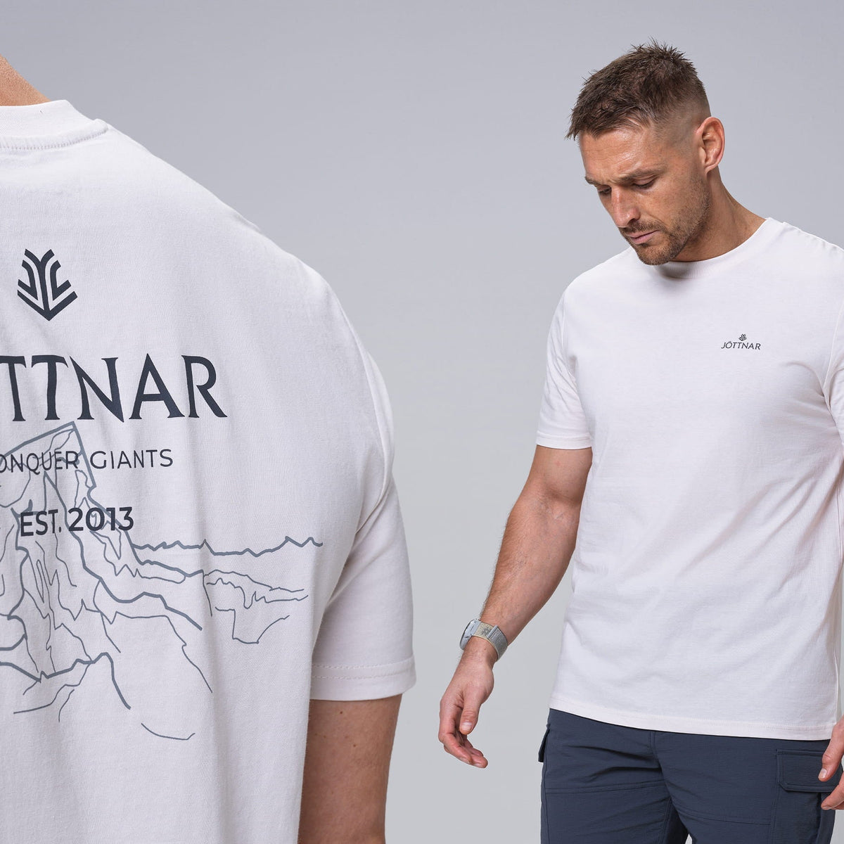 man:Jotun Men's Chalk Organic Cotton Logo T-Shirt