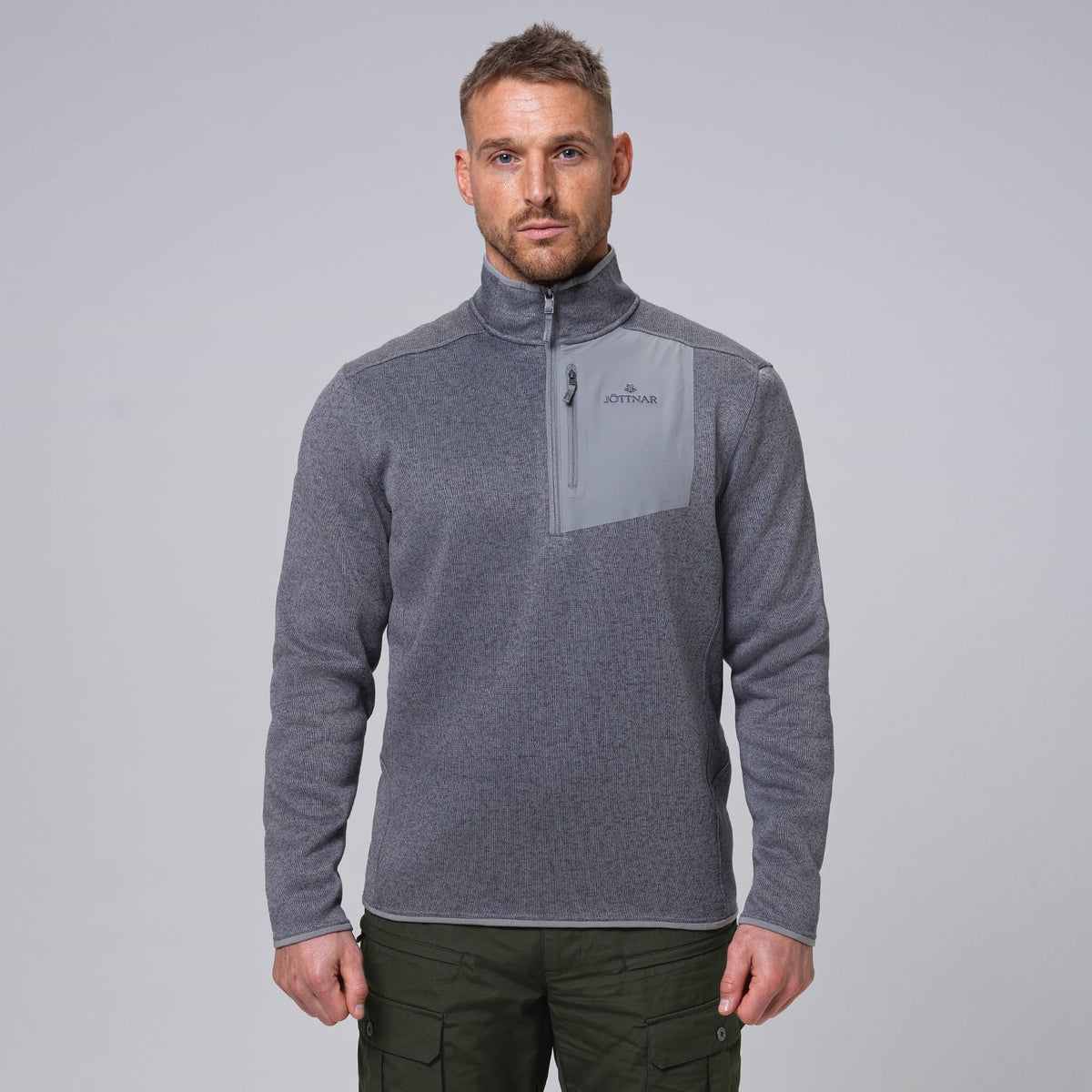 man:Njorunn Steel Marl Quarter-Zip Fleece